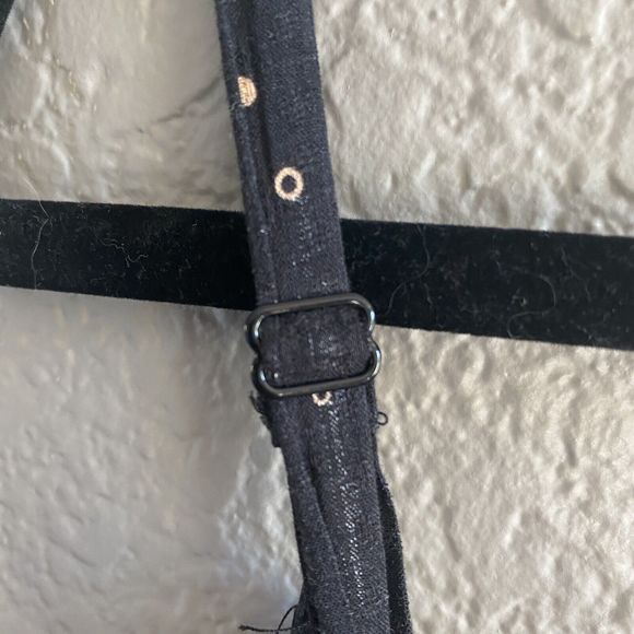 Free People Intimately Mini Slip Dress Ruffled Black Gold Dot Medium Button Back - Picture 6 of 13